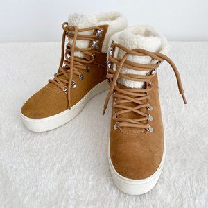 Marc Fisher NWOT Women's High Top Sneakers, Suede/Shearling, Brown, Size 8